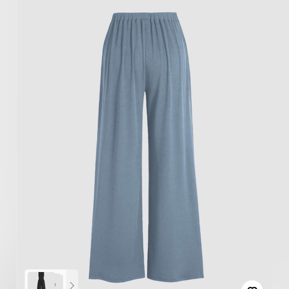 BLUE ELASTIC WAIST WIDE LEG PANTS 💙 - Picture 4 of 5